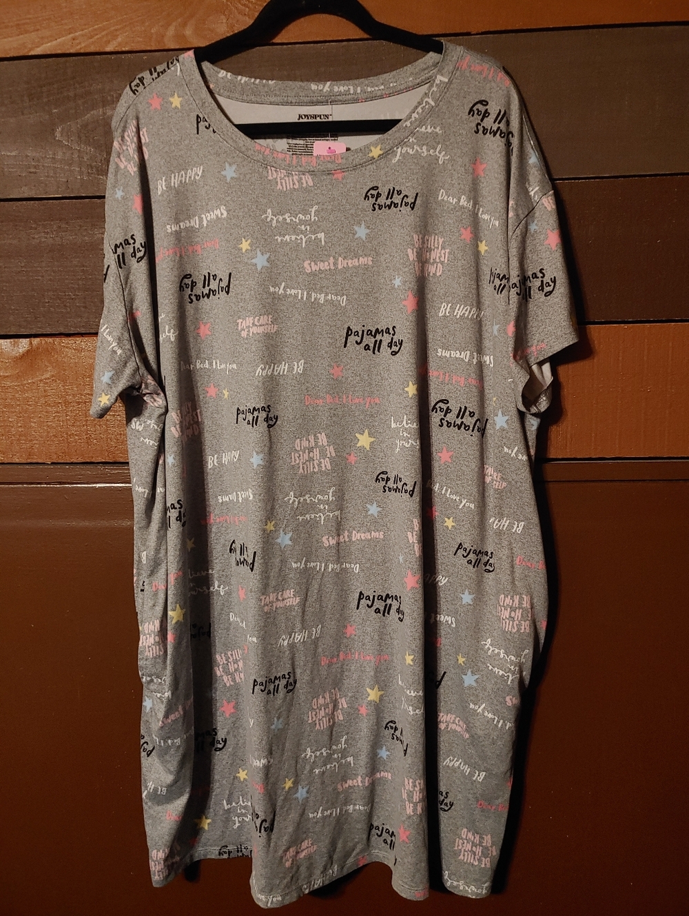 Nwot Joyspun 2X-3X Grey Sleepy Time Words Night Shirt